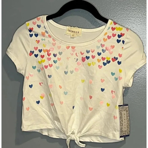 NWT Btween Cropped Valentine's Day Heart Shirt - Size 10/12 - Picture 1 of 4